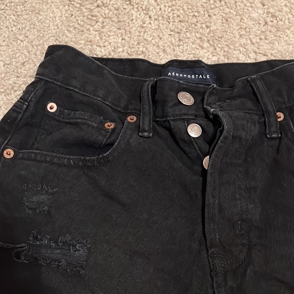 Aeropostale New Black Denim Shorts 90's High Rise Cut - Picture 2 of 4